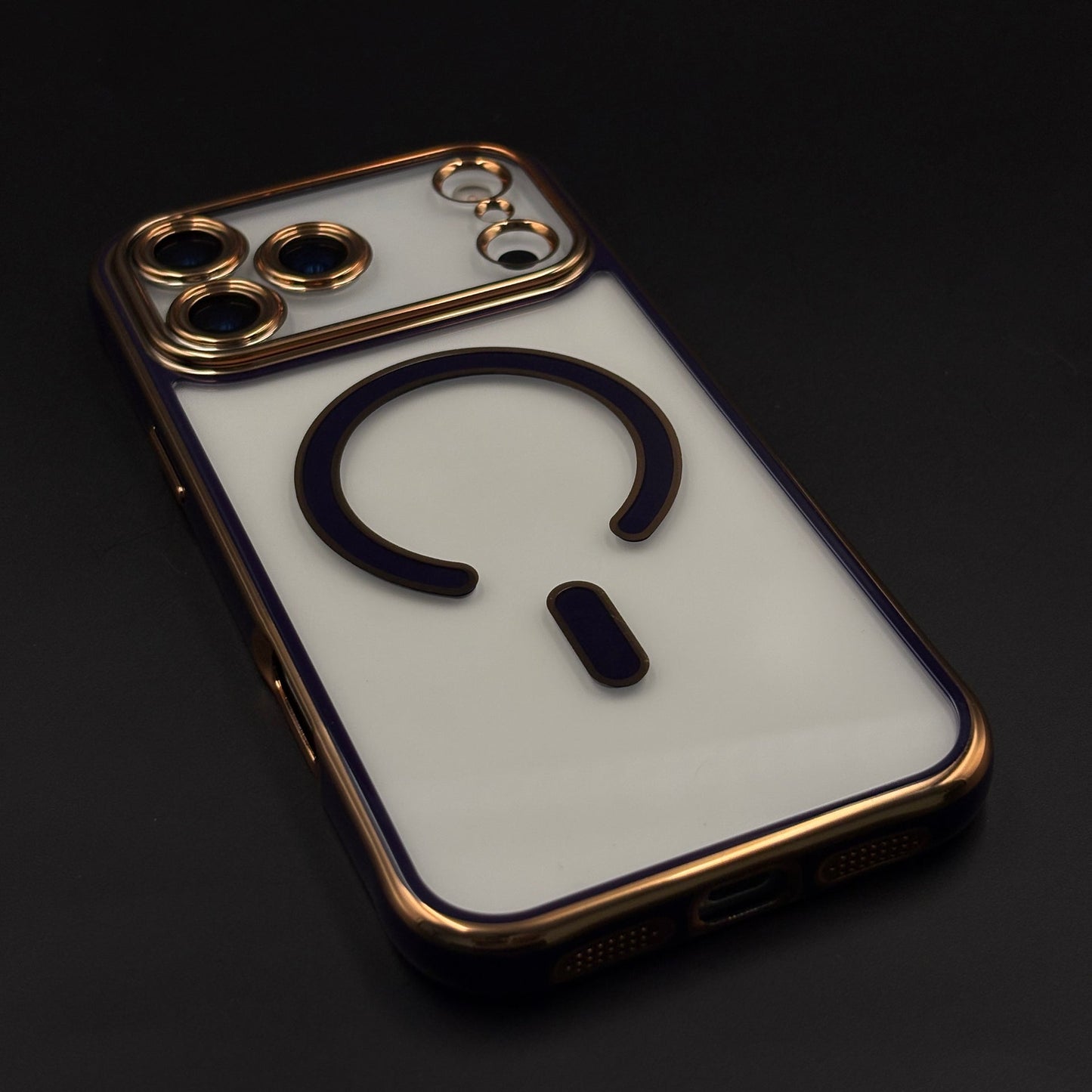 Gold Chrome MagSafe Clear Case with Camera Lens Kit for iPhone 17 Series