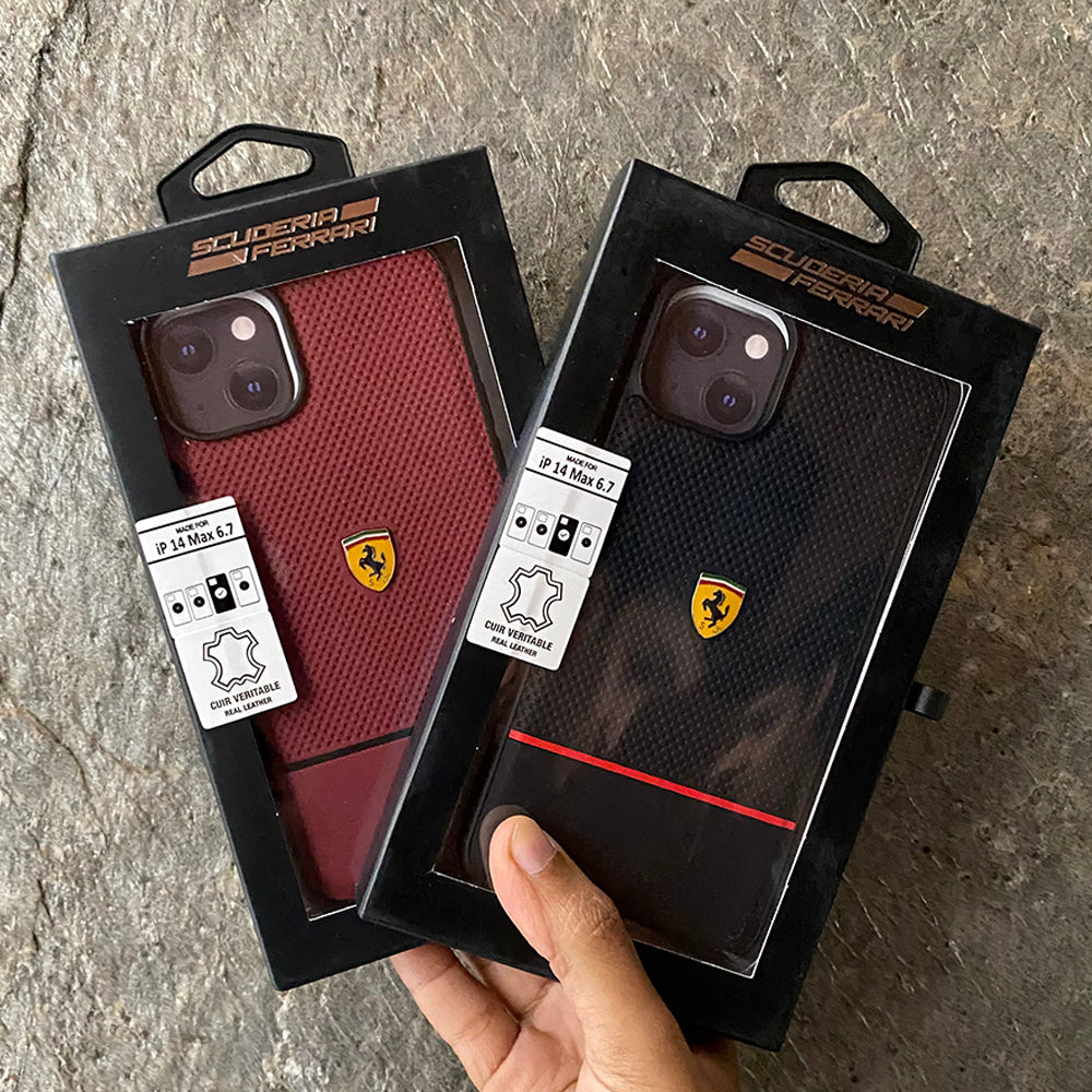 iPhone 13 Pro Max Ferrari Sports Car Logo Dotted Design Case Cover