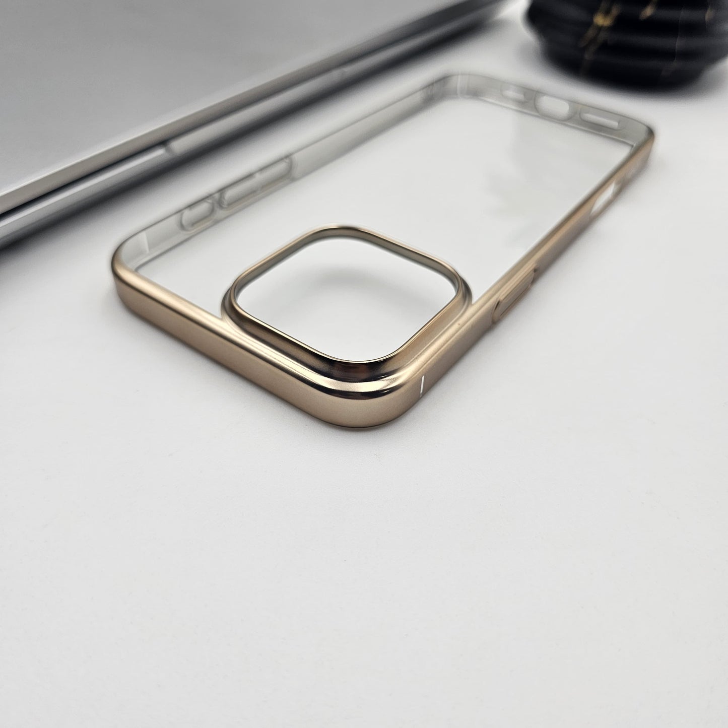 iPhone 16 Series Crystal Clear Chrome Electroplated Bumper Case Cover