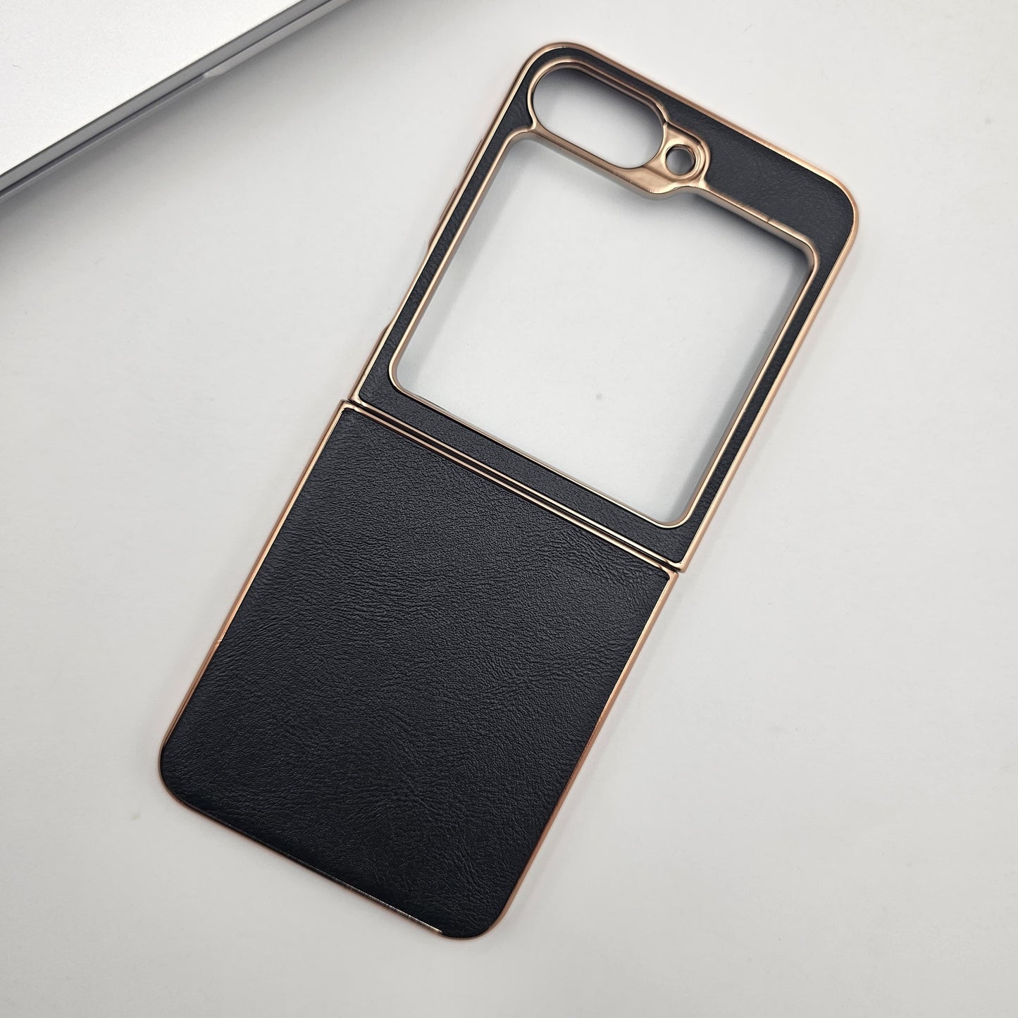Samsung Galaxy Z Flip 5 Gold Electroplated Luxury Leather Case