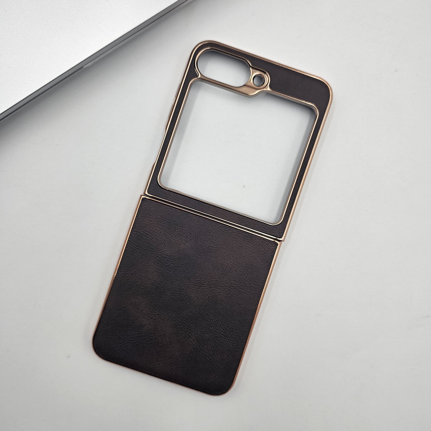 Samsung Galaxy Z Flip 5 Gold Electroplated Luxury Leather Case