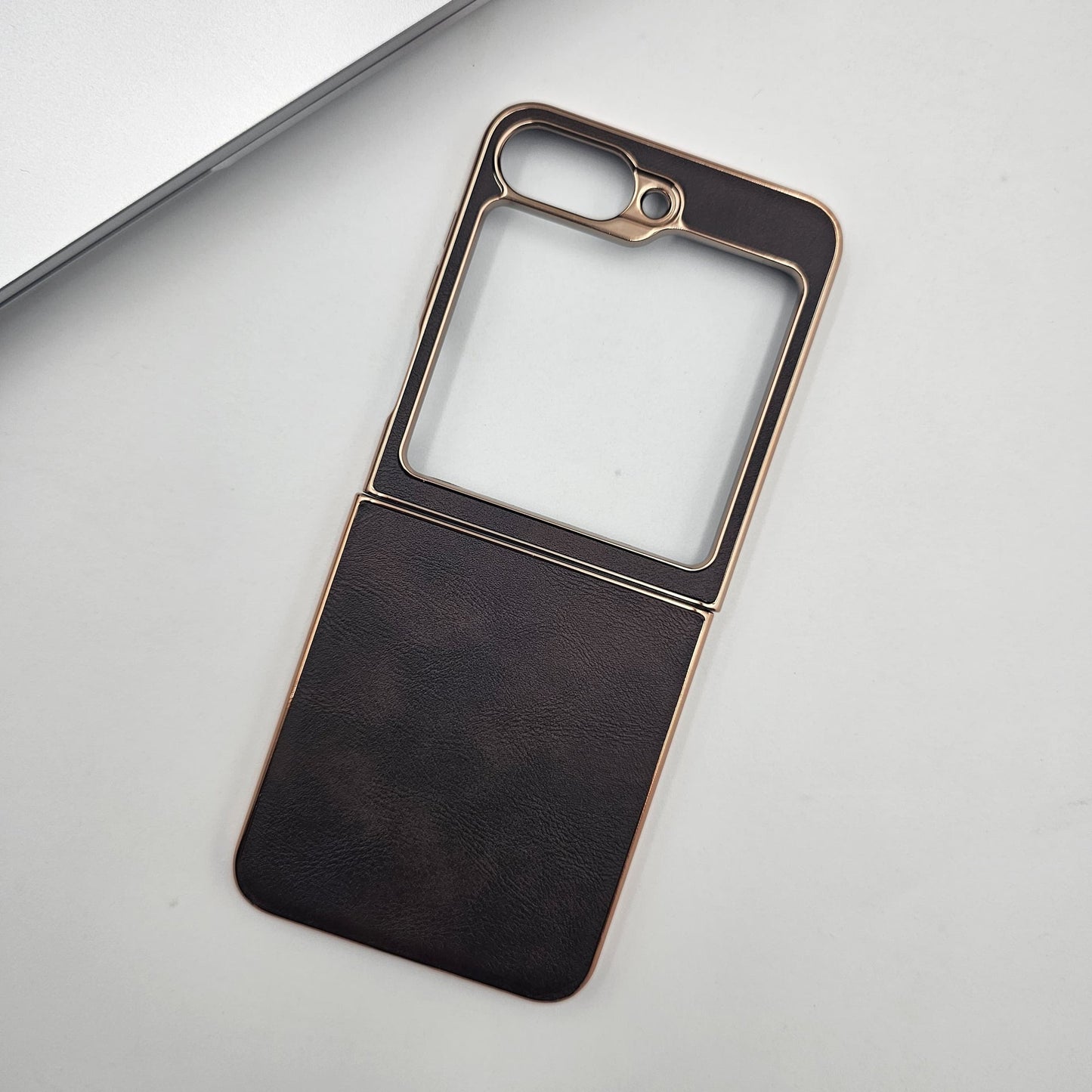 Samsung Galaxy Z Flip 6 Gold Electroplated Luxury Leather Case