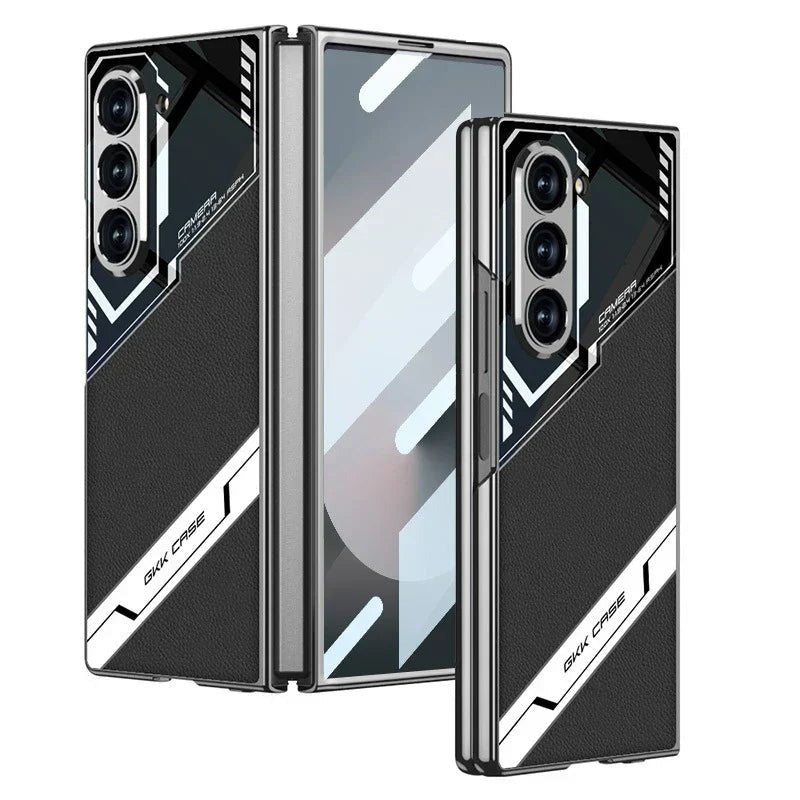 Samsung Galaxy Z Fold 6 Full Protection Leather Case With Front Screen Glass