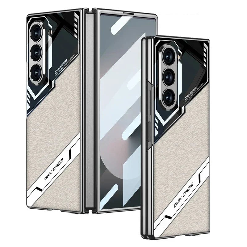 Samsung Galaxy Z Fold 6 Full Protection Leather Case With Front Screen Glass