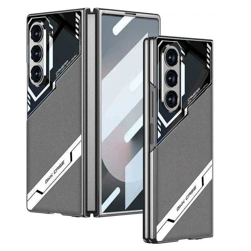 Samsung Galaxy Z Fold 6 Full Protection Leather Case With Front Screen Glass