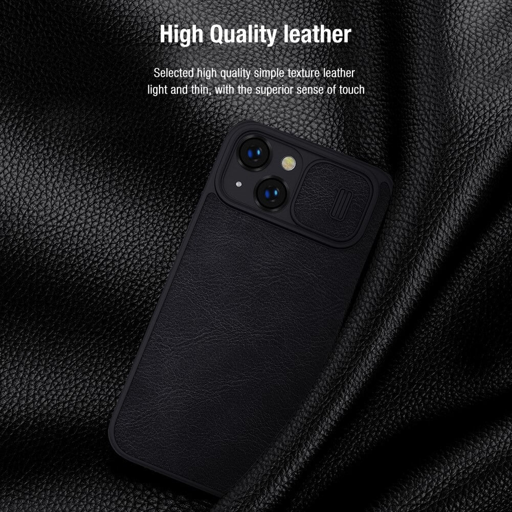 Protective Leather iPhone Flip Mobile Case Cover - Nillkin's Black with Camera Protection