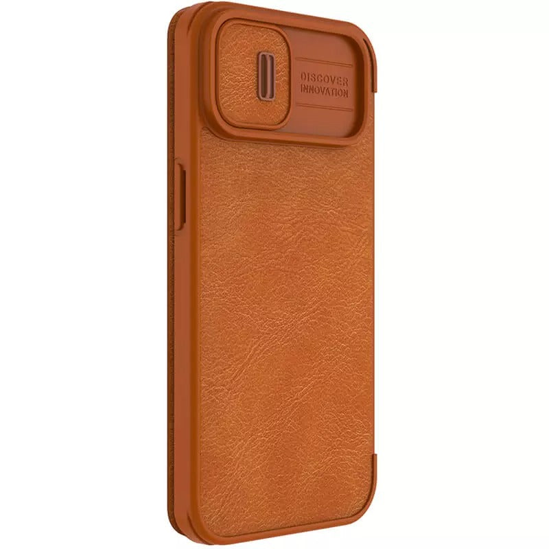 Protective Leather iPhone Mobile Flip Case Cover - Nillkin's Brown with Camera Protection