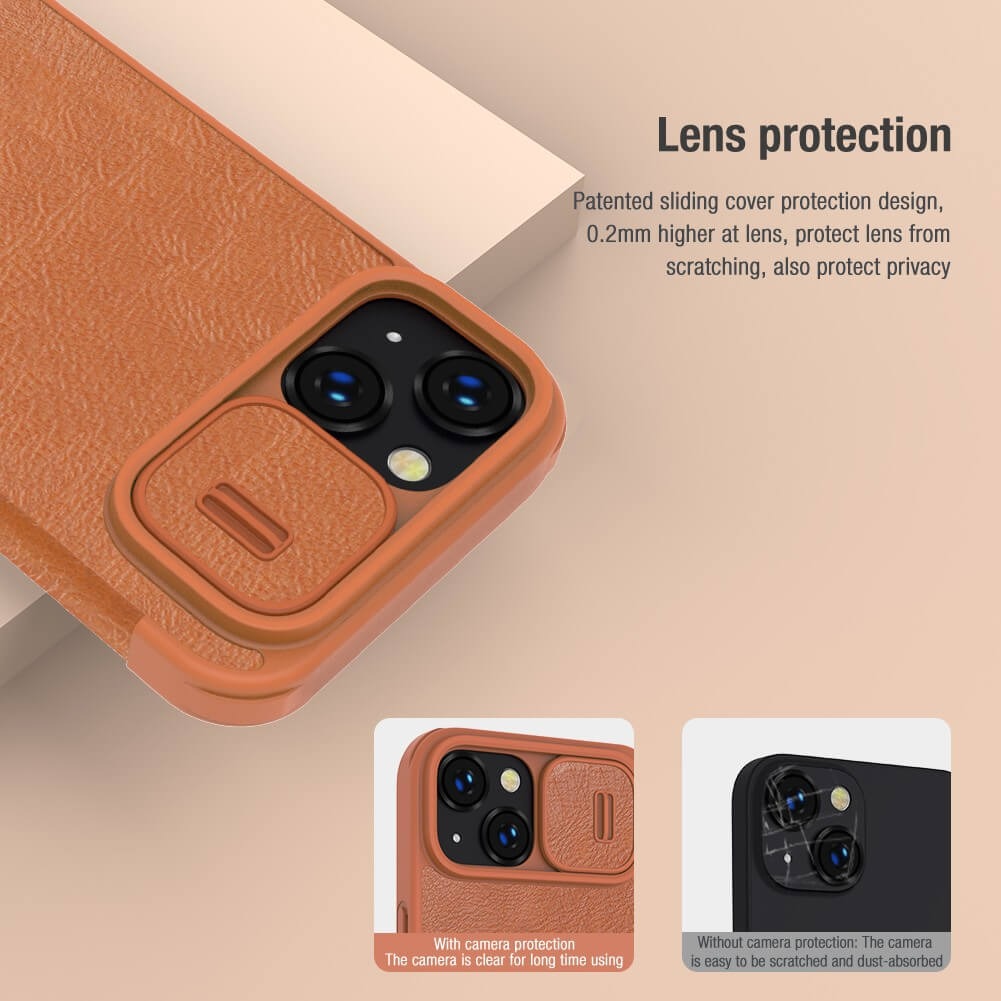 Protective Leather iPhone Mobile Flip Case Cover - Nillkin's Brown with Camera Protection