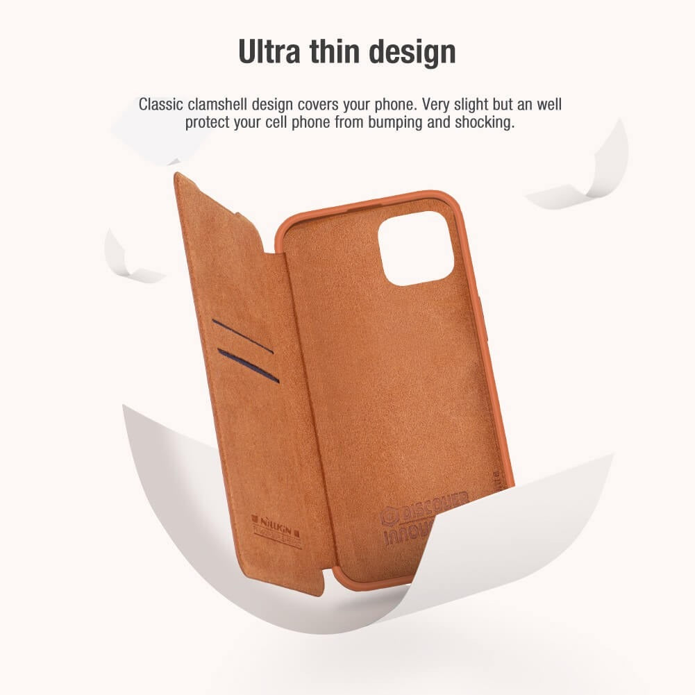 Protective Leather iPhone Mobile Flip Case Cover - Nillkin's Brown with Camera Protection