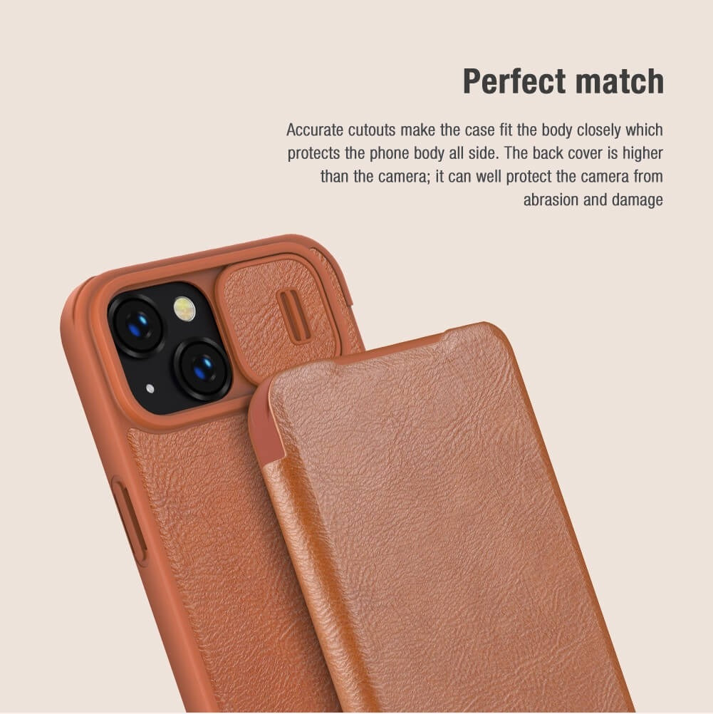 Protective Leather iPhone Mobile Flip Case Cover - Nillkin's Brown with Camera Protection