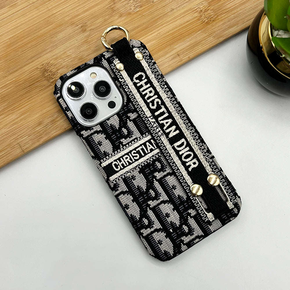 iPhone Luxury Brand CD Belt Vertical Horizontal Pattern Cover Case Blue