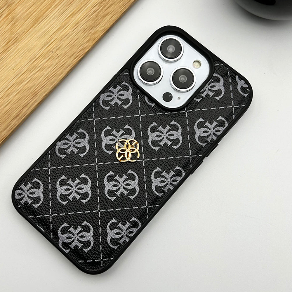 iPhone Luxury GS Fashion Leather Metal Logo Case Cover Clearance Sale