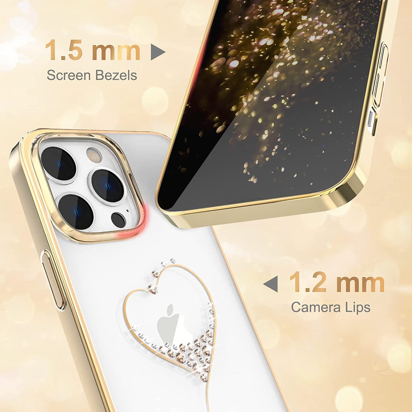 iPhone 14 Pro Max Heart Rhinestone Diamond Plated Case Clearance Sale