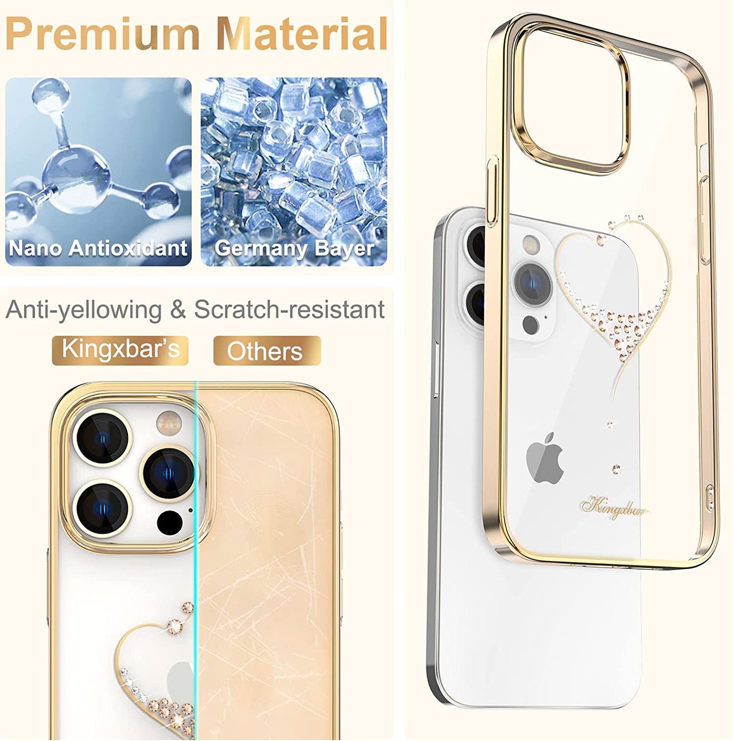 iPhone 14 Pro Max Heart Rhinestone Diamond Plated Case Clearance Sale