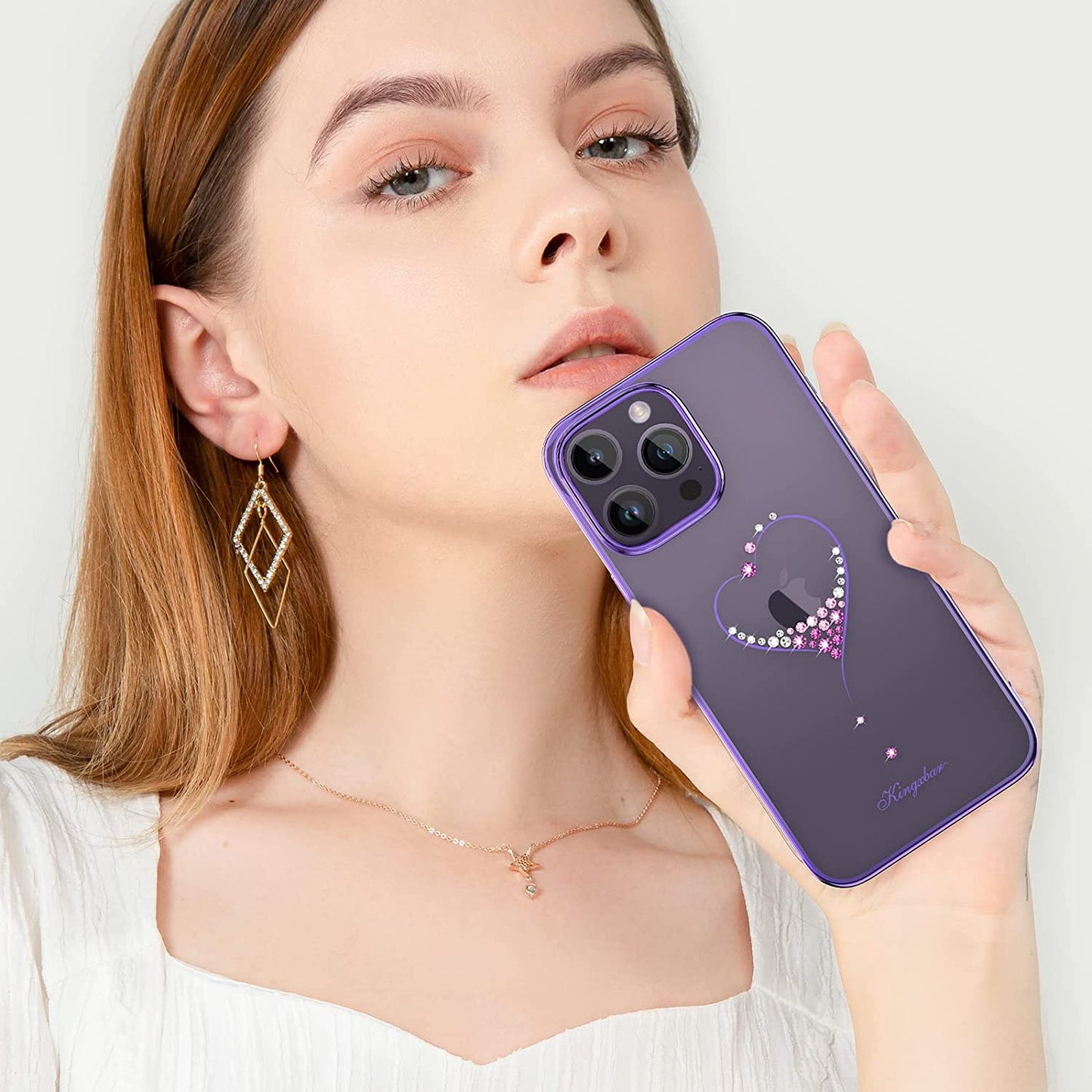 iPhone 14 Pro Max Heart Rhinestone Diamond Plated Case Clearance Sale