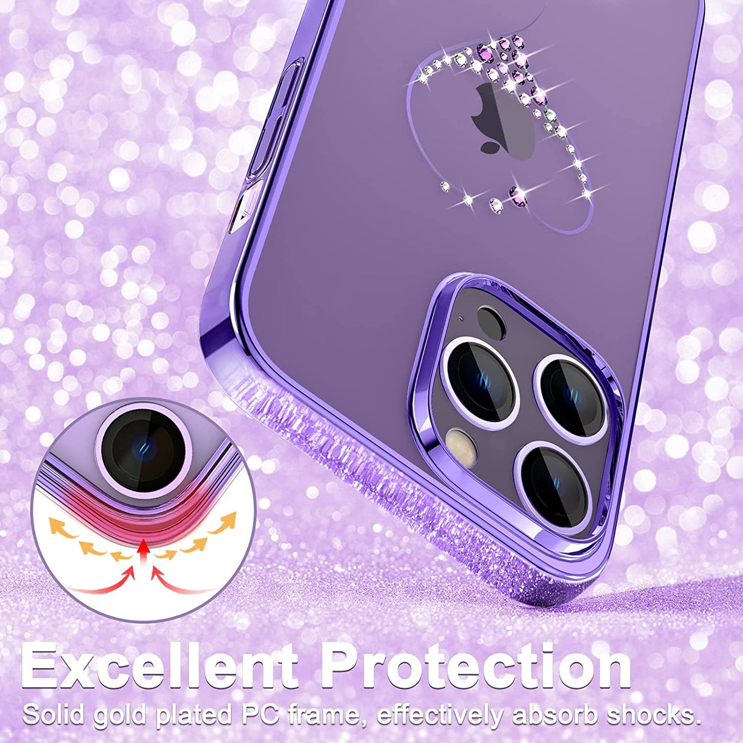 iPhone 14 Pro Max Heart Rhinestone Diamond Plated Case Clearance Sale
