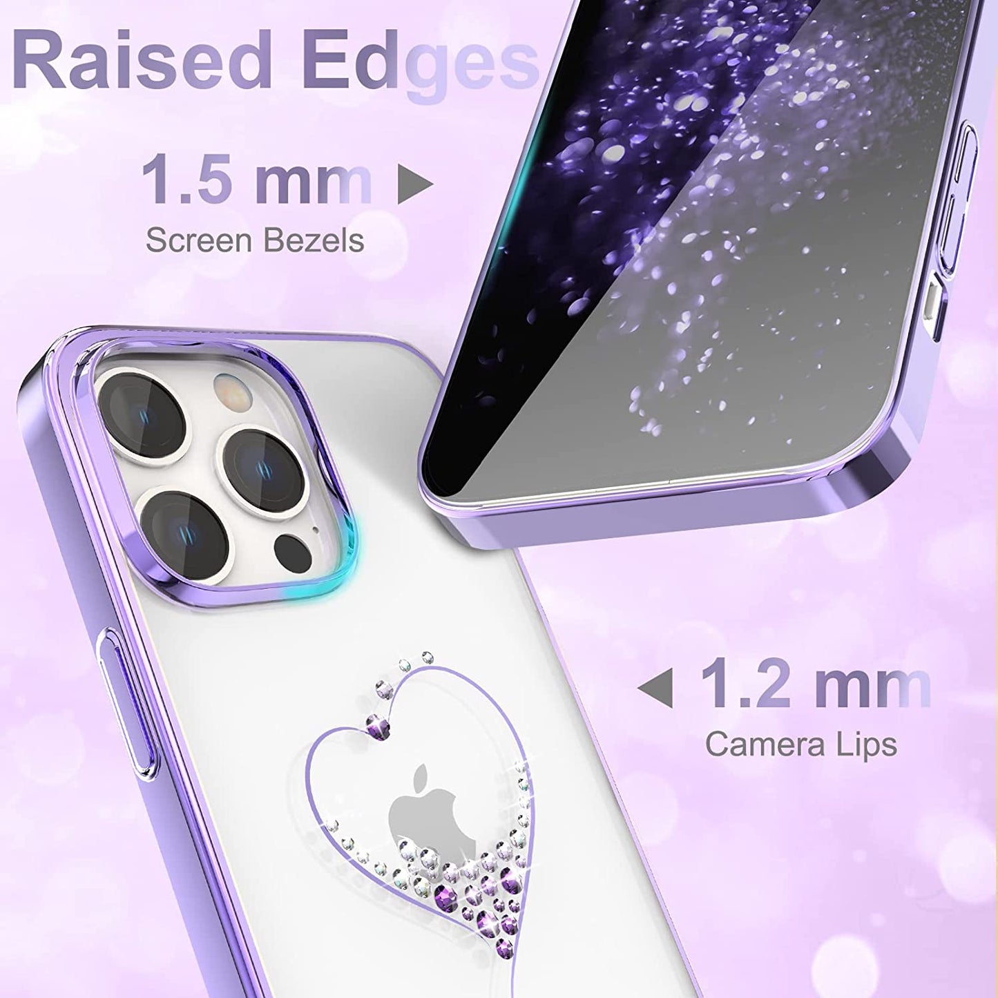 iPhone 14 Pro Max Heart Rhinestone Diamond Plated Case Clearance Sale