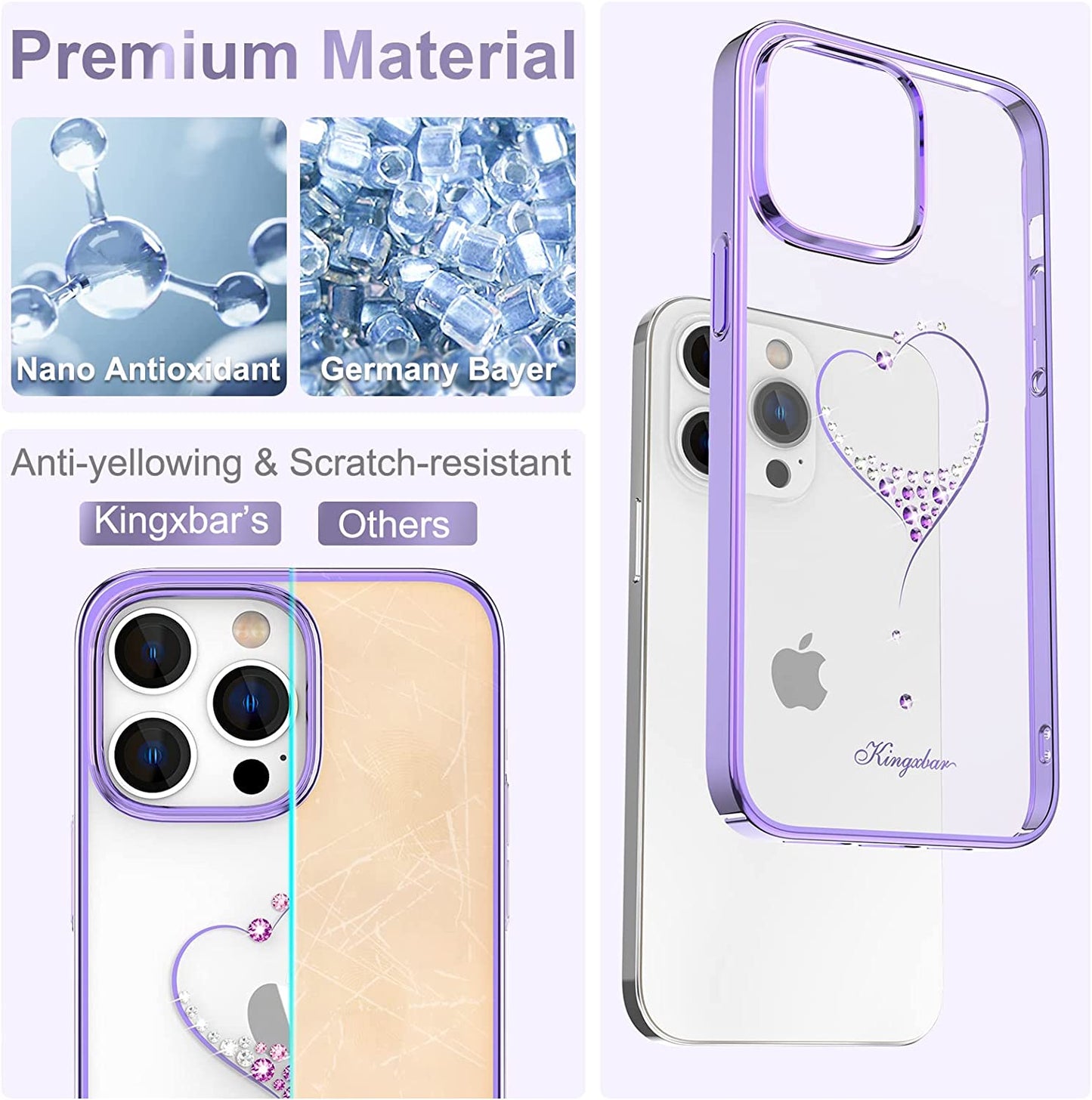 iPhone 14 Pro Max Heart Rhinestone Diamond Plated Case Clearance Sale
