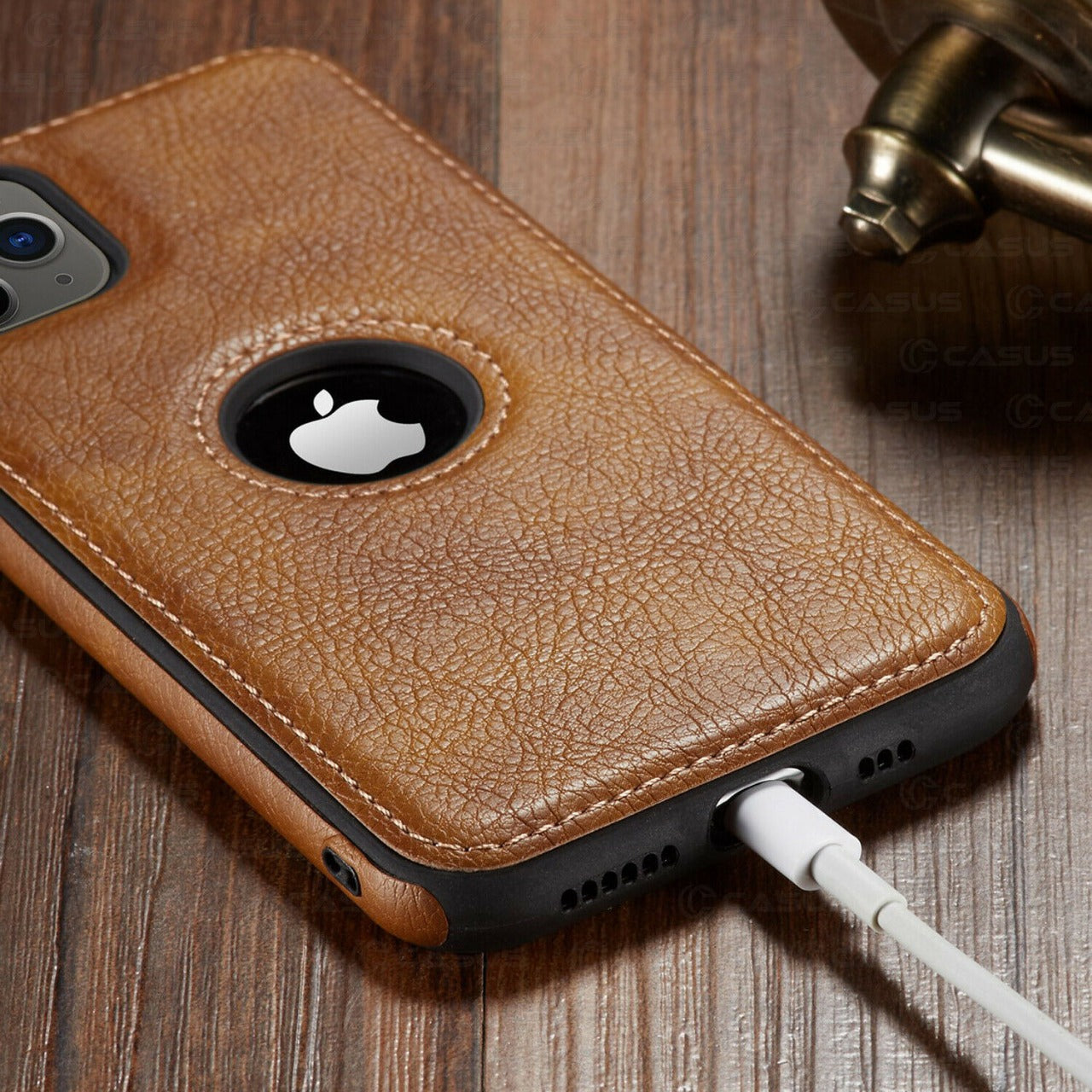 iPhone 15 Plus  Series Luxury Leather Logo Cut Back Case Cover Clearance Sale