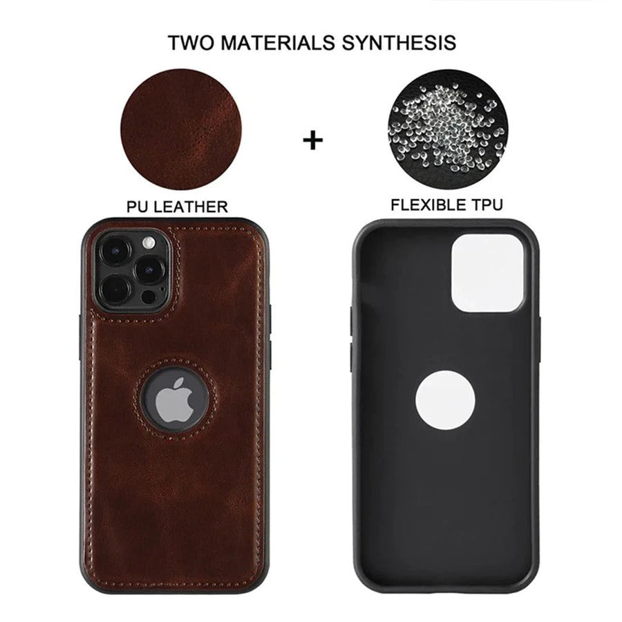 iPhone 15 Plus  Series Luxury Leather Logo Cut Back Case Cover Clearance Sale