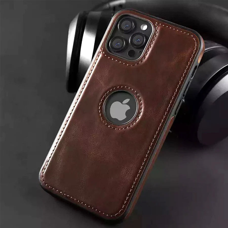 iPhone 15 Plus  Series Luxury Leather Logo Cut Back Case Cover Clearance Sale