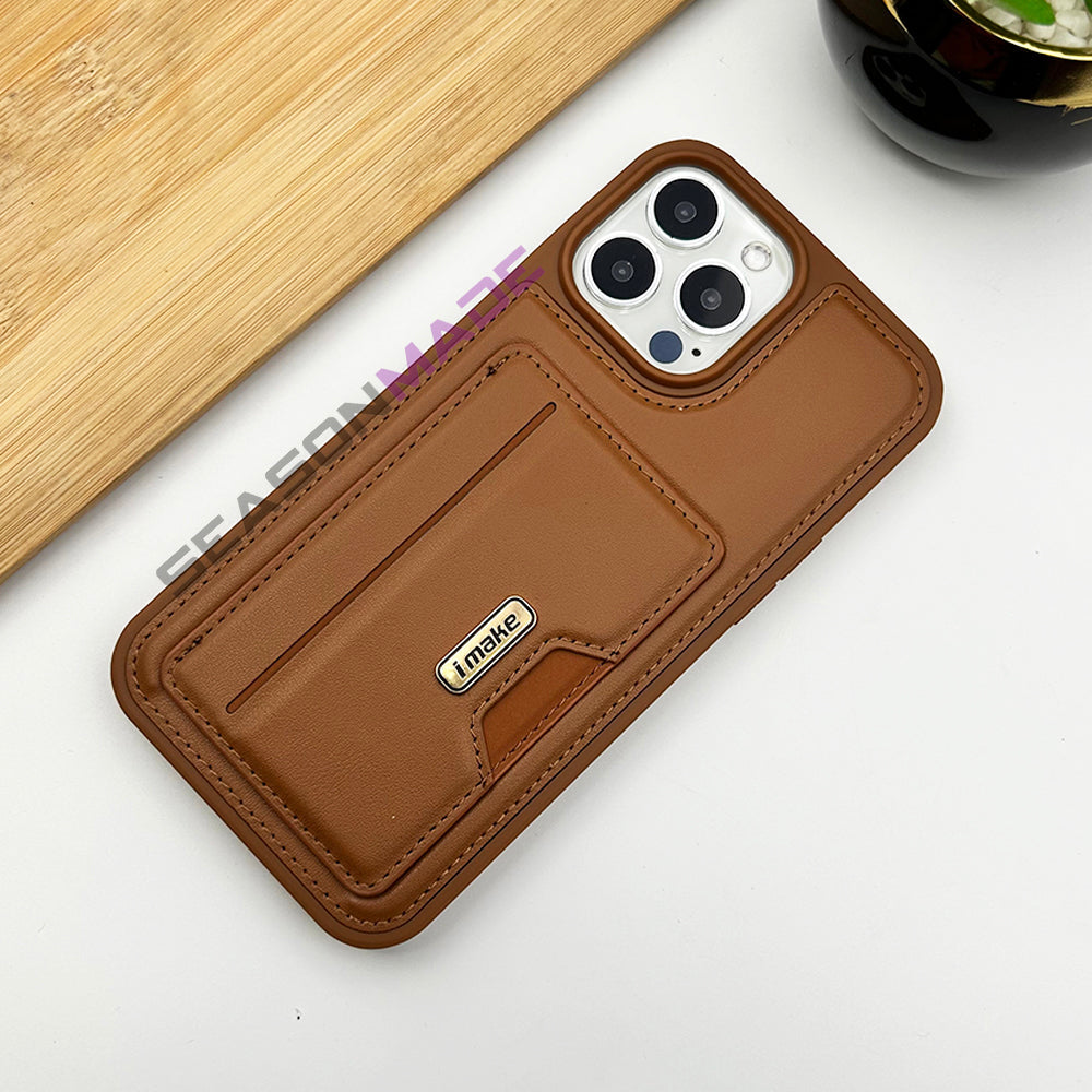 iPhone 15 Series Luxury Leather Case Cover With Card Holder Slot Clearance Sale