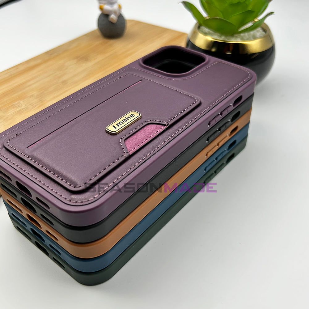 iPhone 15 Series Luxury Leather Case Cover With Card Holder Slot Clearance Sale