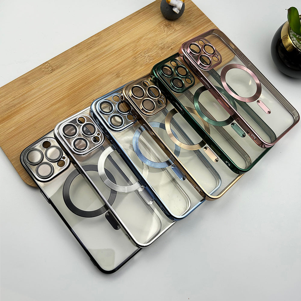 iPhone 15 Series Luxury Magsafe Magnetic Transparent Phone Case With Lens Protector