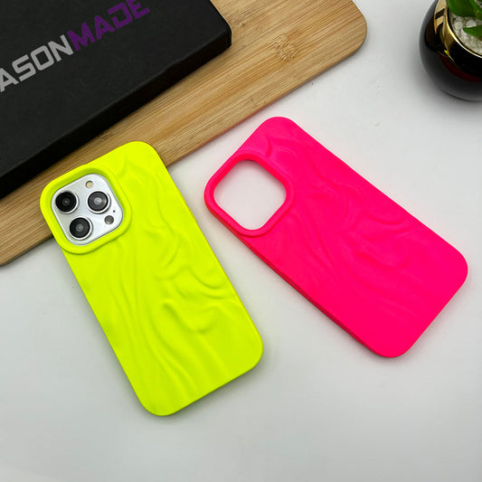 iPhone 13 Pro Neon Fluorescent Pleated Wavy Design Case Cover Clearance Sale