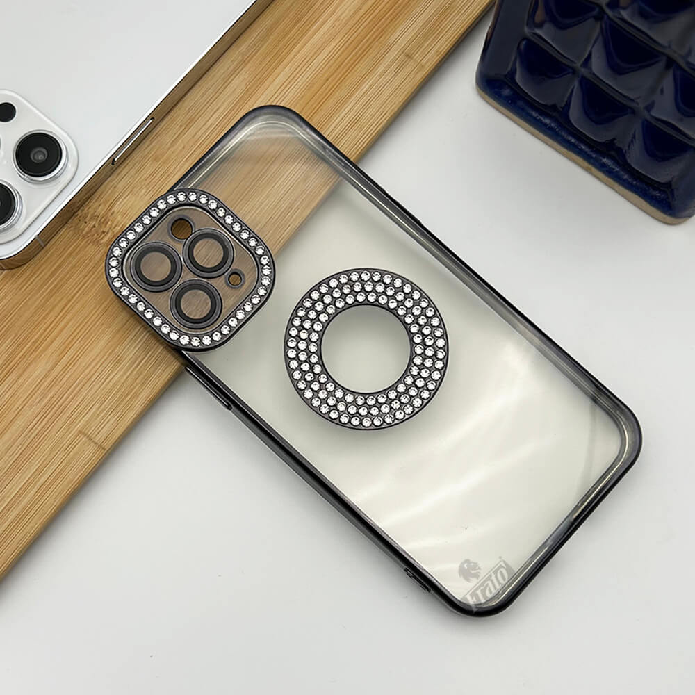 iPhone 14 Pro Logo Gold Diamond Show Silicone Case Case