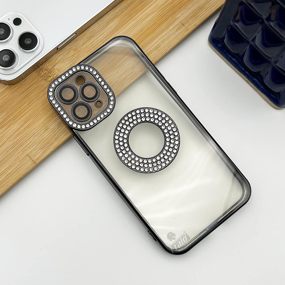 iPhone 14 Pro Logo Gold Diamond Show Silicone Case Case