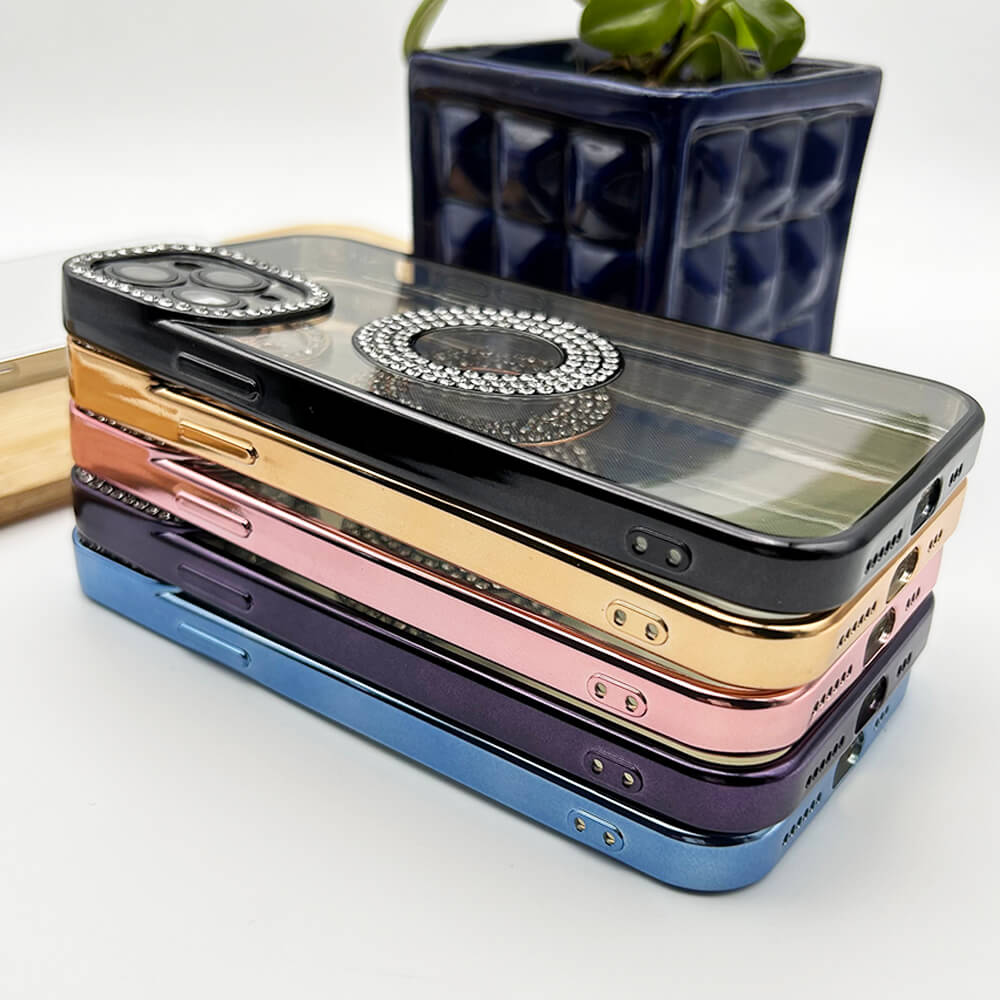 iPhone 14 Pro Logo Gold Diamond Show Silicone Case Case
