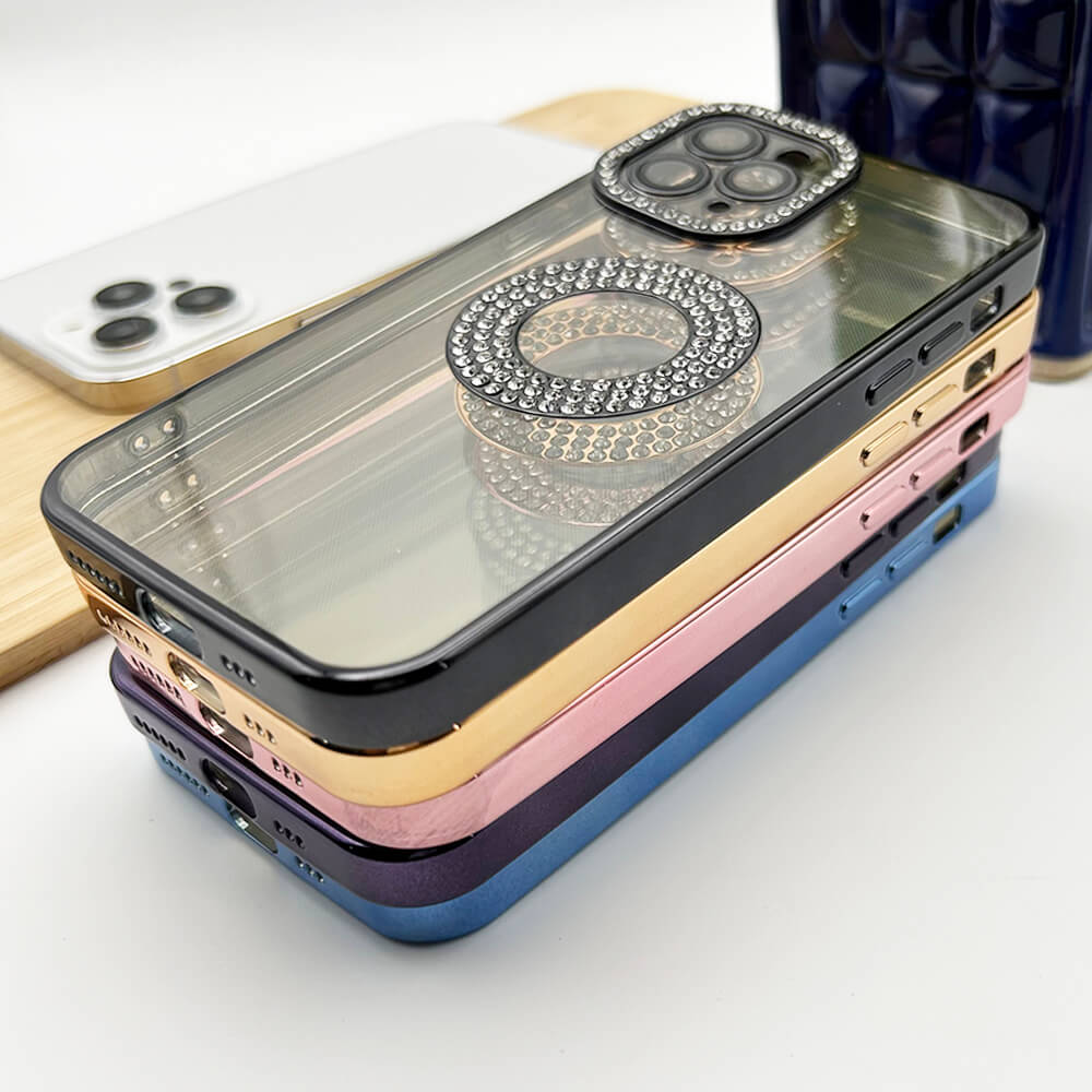 iPhone 14 Pro Logo Gold Diamond Show Silicone Case Case