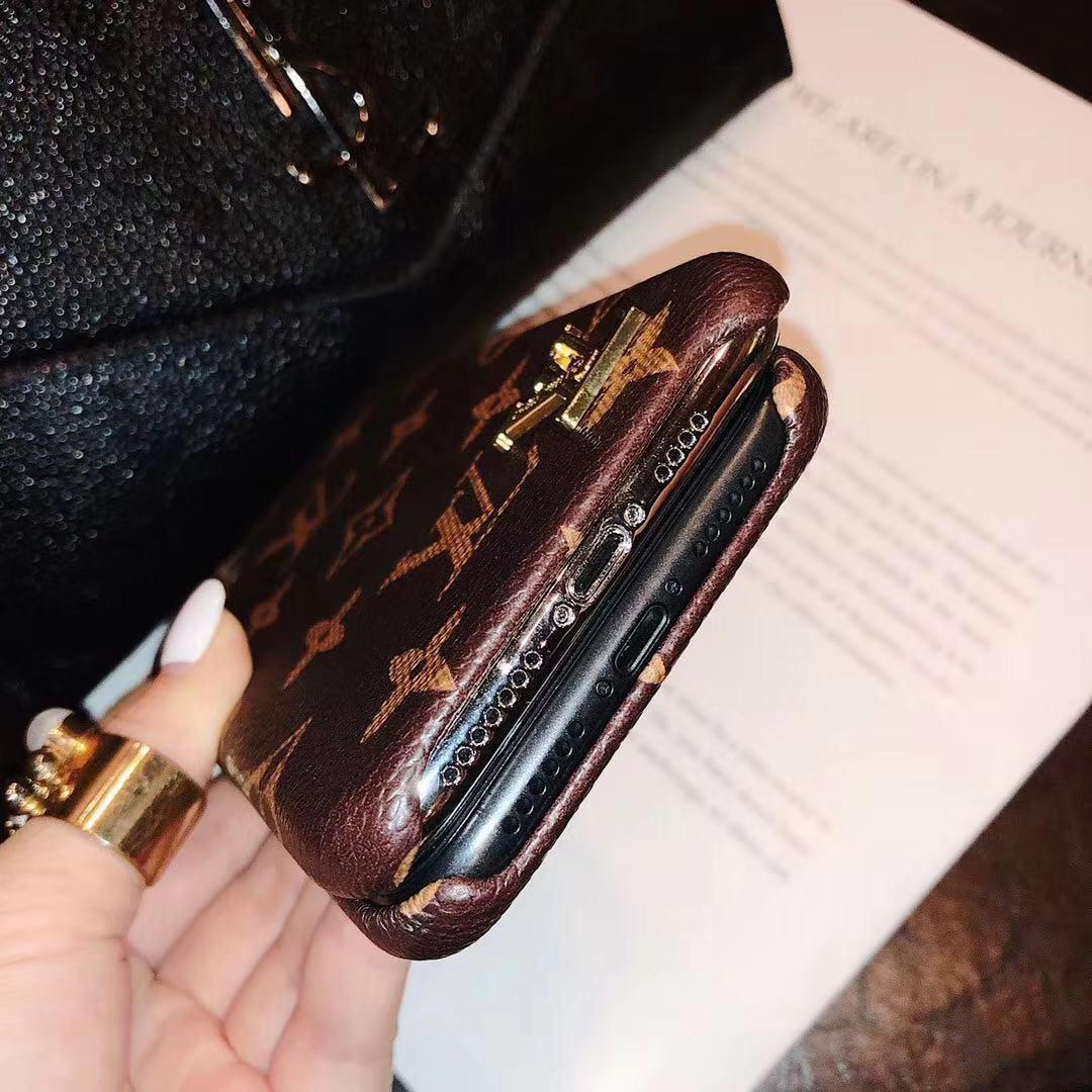 iPhone 16 Series Luxury Leather Brand Phone Case Cover Brown