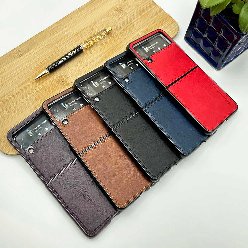 Samsung Galaxy Z Flip 3 PU Leather Stitch Design Case Cover