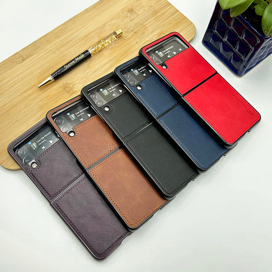 Samsung Galaxy Z Flip 4 PU Leather Stitch Design Case Cover Clearance Sale