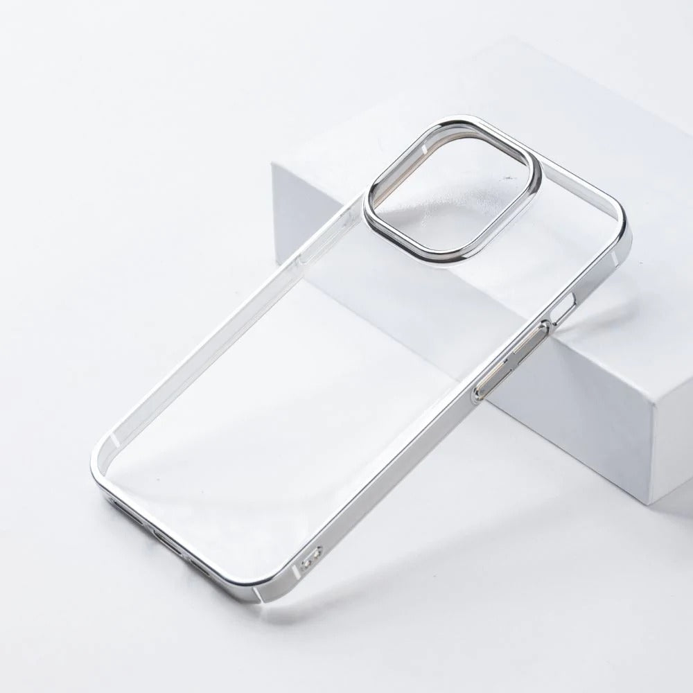 Stylish iPhone Transparent Mobile Case Cover - Clear Chrome Electroplated