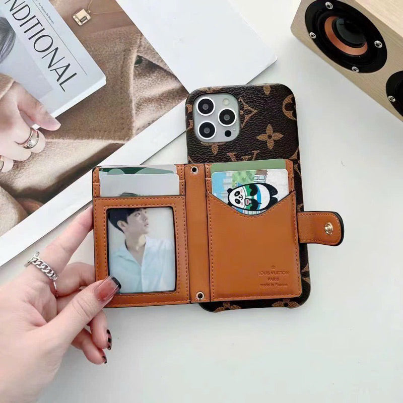 iPhone 14 Pro Luxury Brand Leather Cardholder Wallet Case Cover Clearance